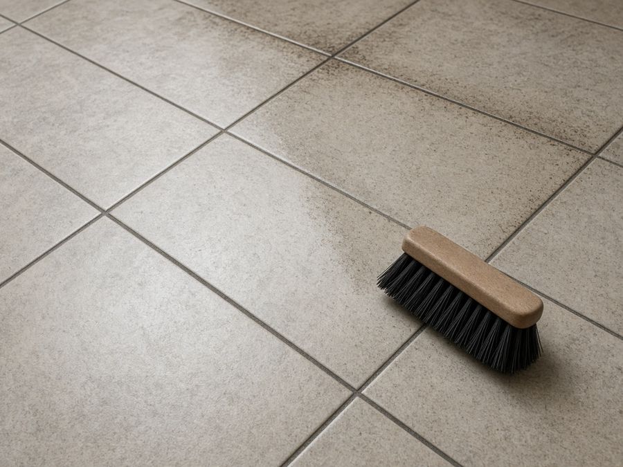Sample photo: tile and grout with a scrub brush